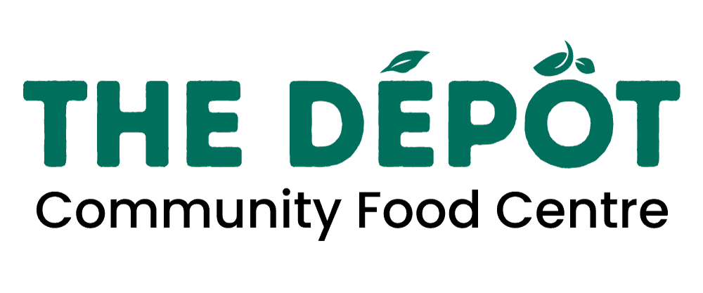 The DÉPÔT logo in green with leaf accents above the letters.