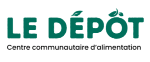 Logo for Le Dépôt, green wordmark with leaf accents over the E and O, representing the brand name.